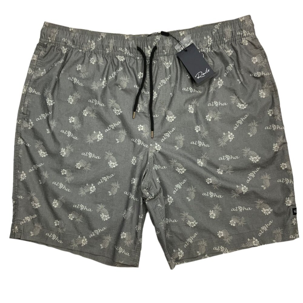 Rails Aloha Pineapple Kian Swim Trunks Short 2XL XXL Kian Gray NEW